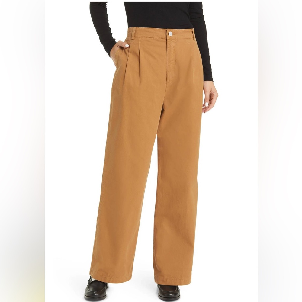 UNWORN Frame Pleated Wide-Leg Chinos in Camel Size 26